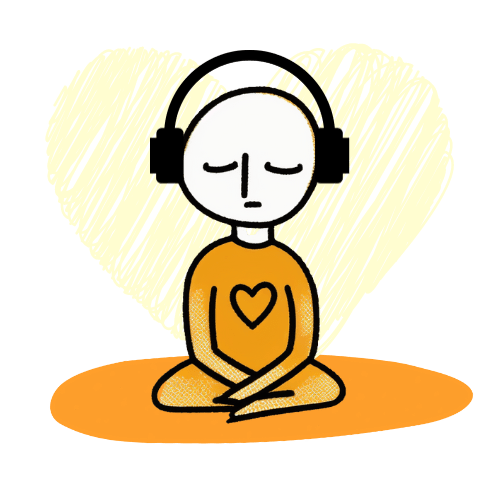 Icon of a meditator with headphones | Peaceful Minds