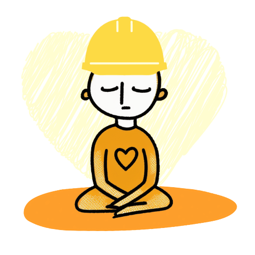 Icon of a meditator with a work hat | Peaceful Minds